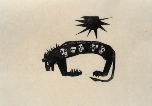 maneater of tsavo - woodcut - philip cartland