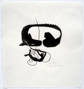 man and fish -woodcut - philip cartland